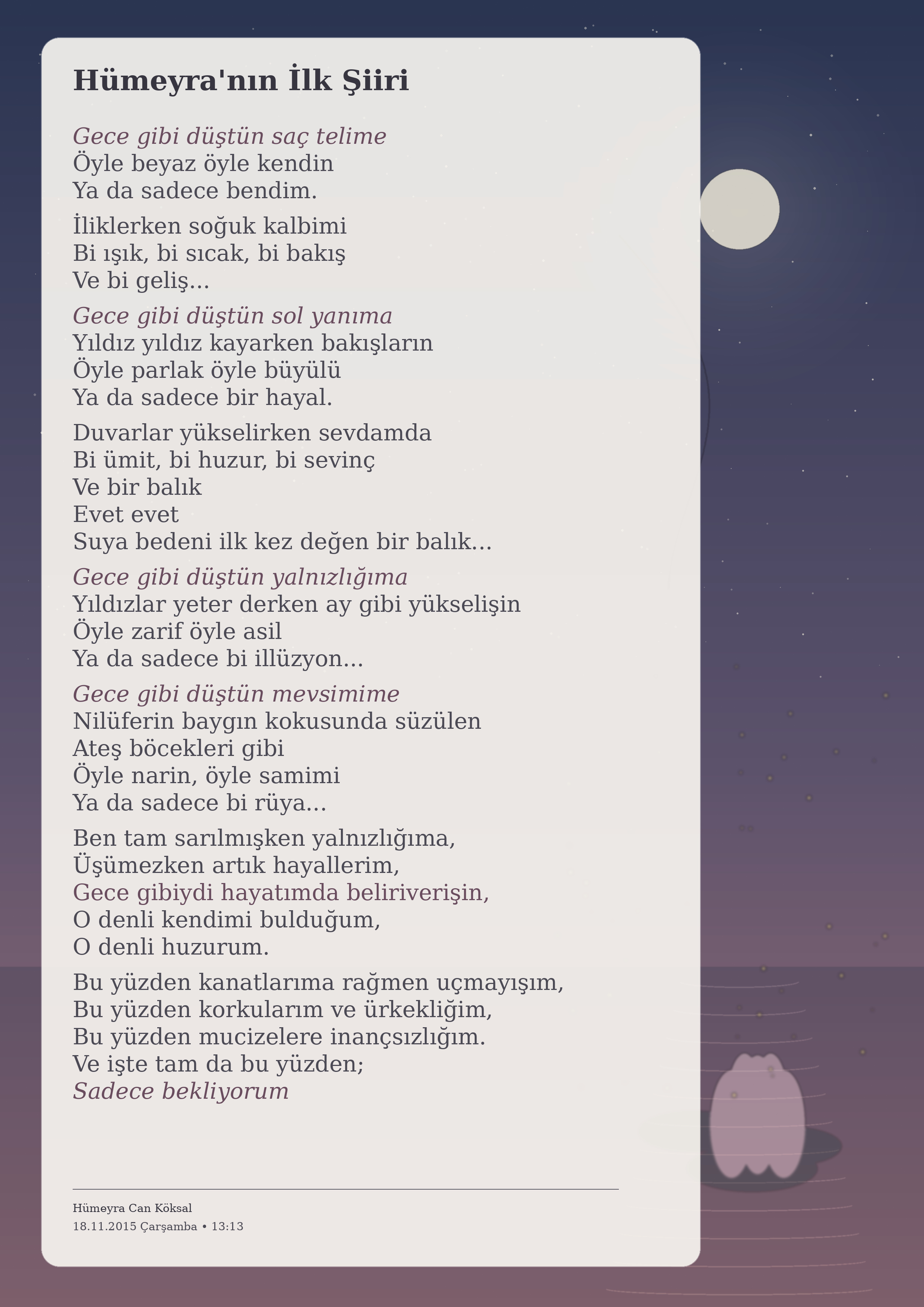 Hümeyranın İlk Şiiri — Hümeyra Can Köksal