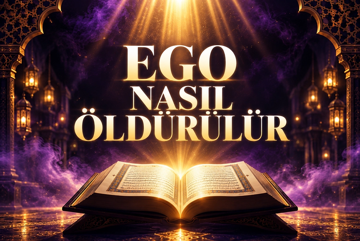 Egonu Öldür başlıklı, ego, nefis, tövbe ve teslimiyet üzerine tefekkürü temsil eden kapak görseli
