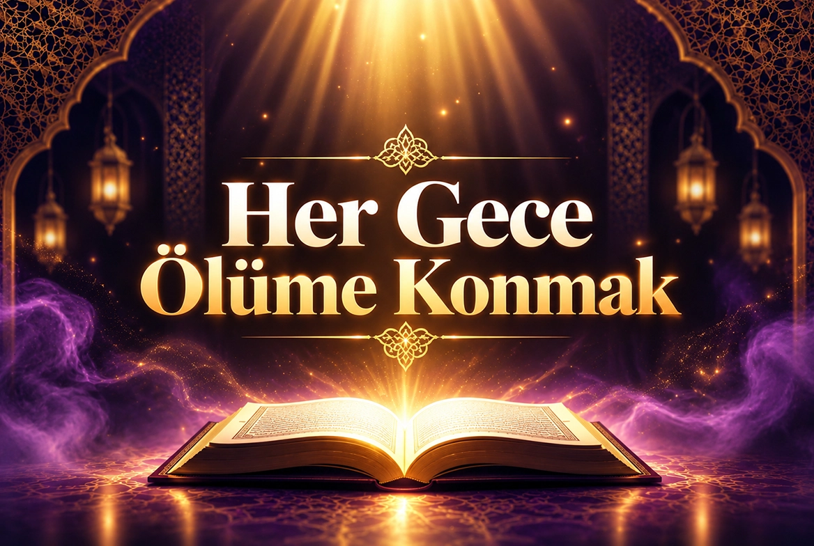 Her Gece Ölüme Konmak başlıklı, uyku, nefis, ölüm, sabah ve diriliş üzerine tefekkürü temsil eden kapak görseli