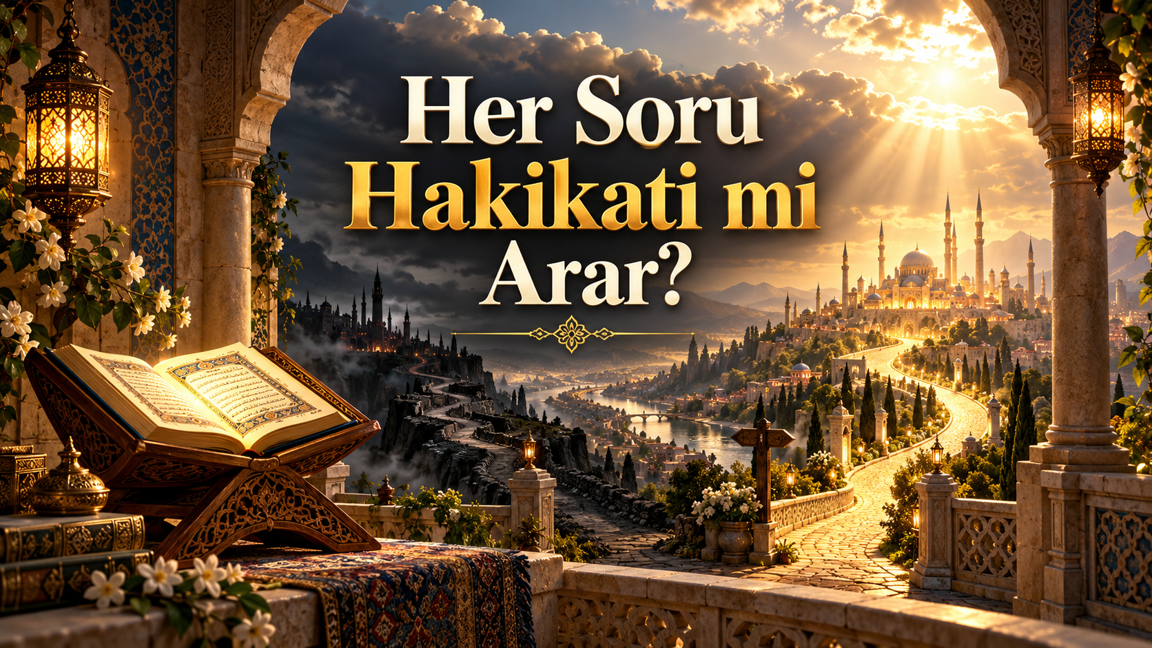 Her Soru Hakikati mi Arar başlıklı, soru sormak, bilgi, teyit, tevazu ve Kuran’da araştırma ahlakı üzerine tefekkürü temsil eden kapak görseli