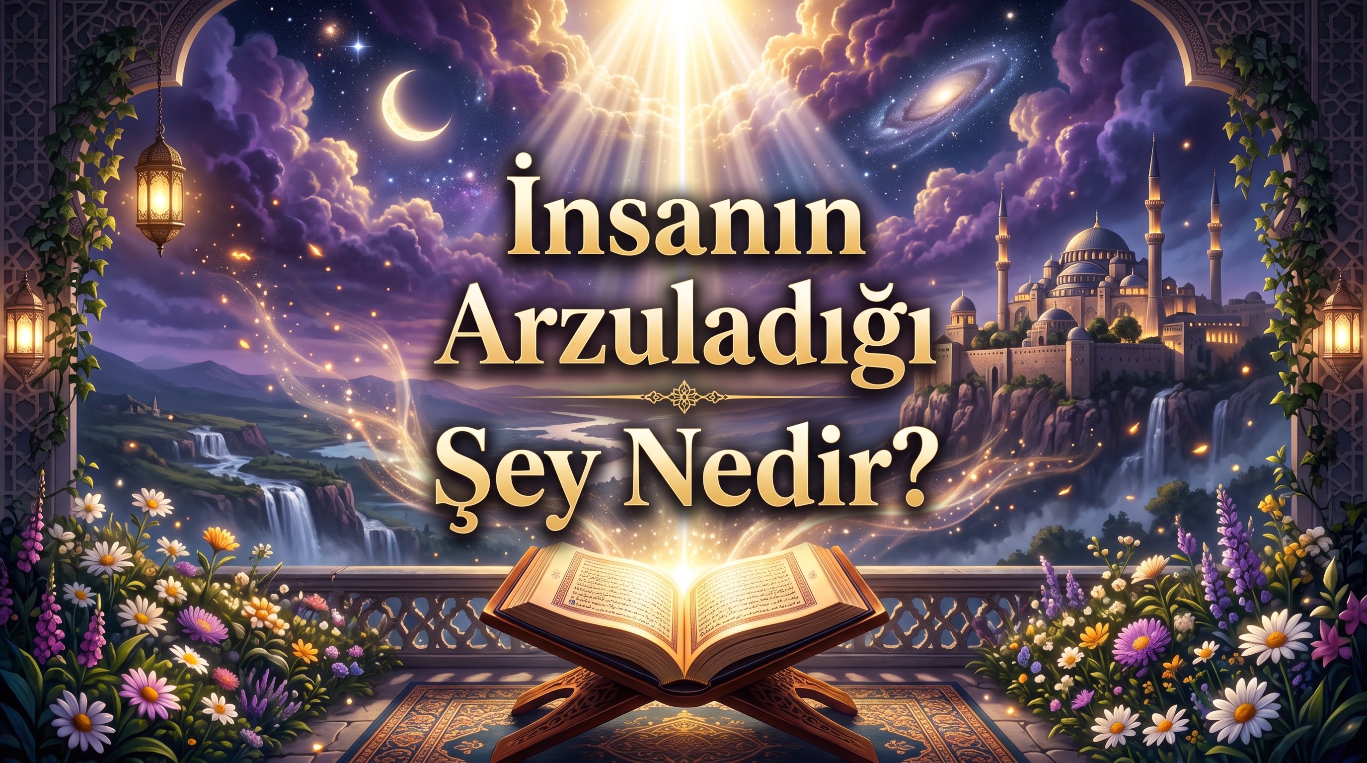 İnsanın Arzuladığı Şey Nedir başlıklı, insanın arzuları, ego, dünyevi yönelimler, TANRI’nın rehberliği ve bilinçli teslimiyet üzerine tefekkürü temsil eden kapak görseli