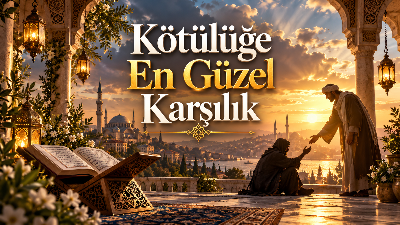 Kötülüğe En Güzel Karşılık başlıklı, adalet, affetme, sabır, öfke ve kötülüğe karşı ahlaki ölçü üzerine tefekkürü temsil eden kapak görseli