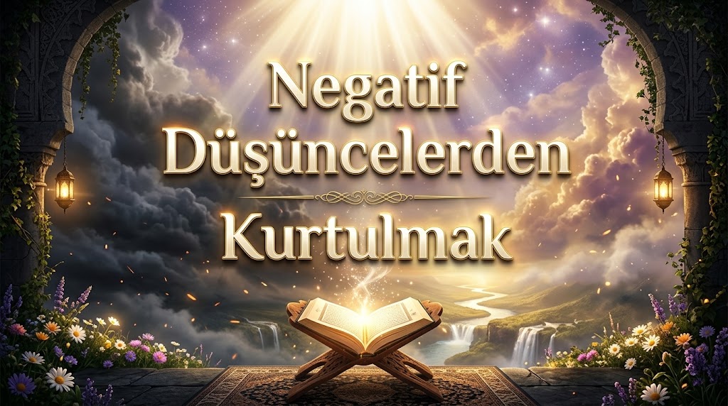 Negatif düşüncelerden uzaklaşmak için TANRI’ya sığınma, merhamet, zihinsel karanlık ve manevi güven üzerine tefekkürü temsil eden kapak görseli
