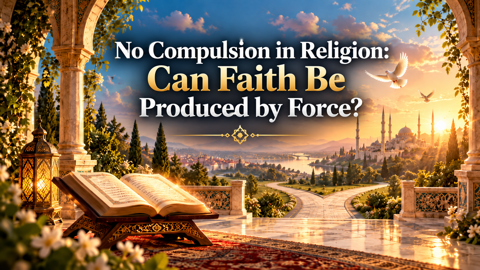 No Compulsion in Religion cover image reflecting on faith, choice, guidance, and the limits of religious coercion