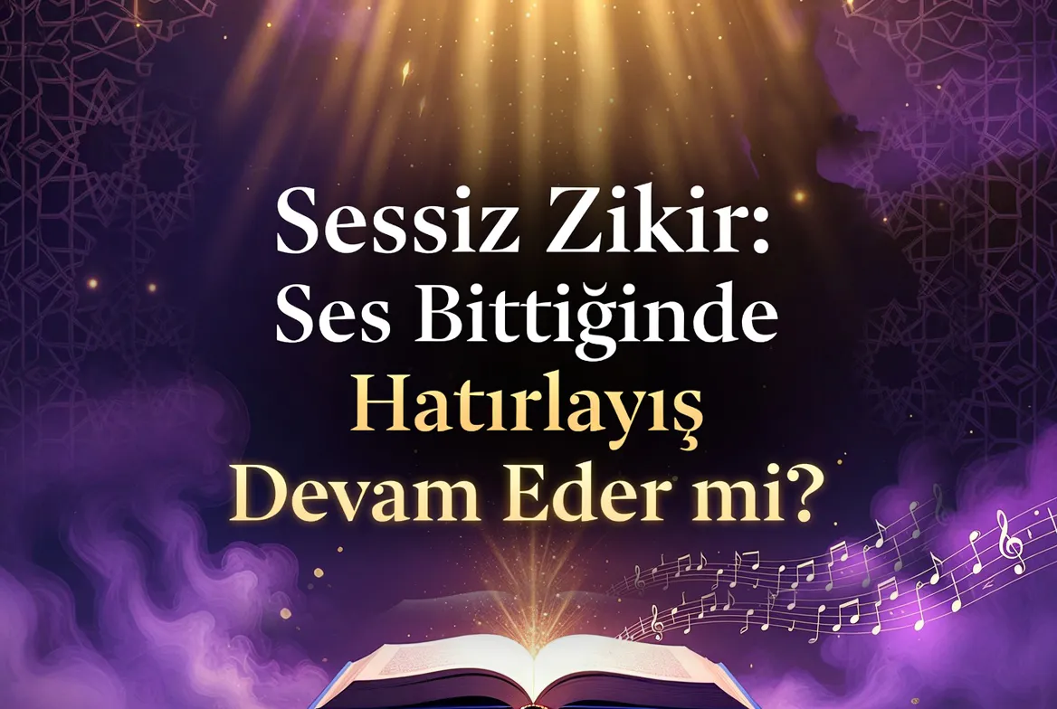 Sessiz Zikir: Ses Bittiğinde Hatırlayış Devam Eder mi başlıklı, sessizlik ve içsel tefekkür temasını yansıtan kapak görseli