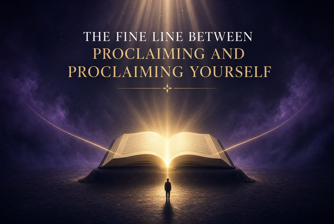 Cover image titled The Fine Line Between Proclaiming and Proclaiming Yourself, reflecting the boundary between the visibility of the message and the visibility of the person carrying it