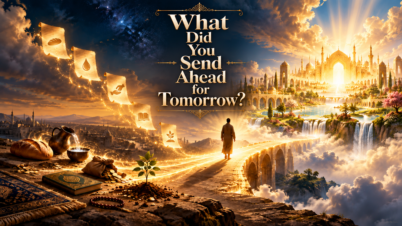 What Did You Send Ahead for Tomorrow cover image reflecting on deeds, accountability, the future, and what a person sends ahead