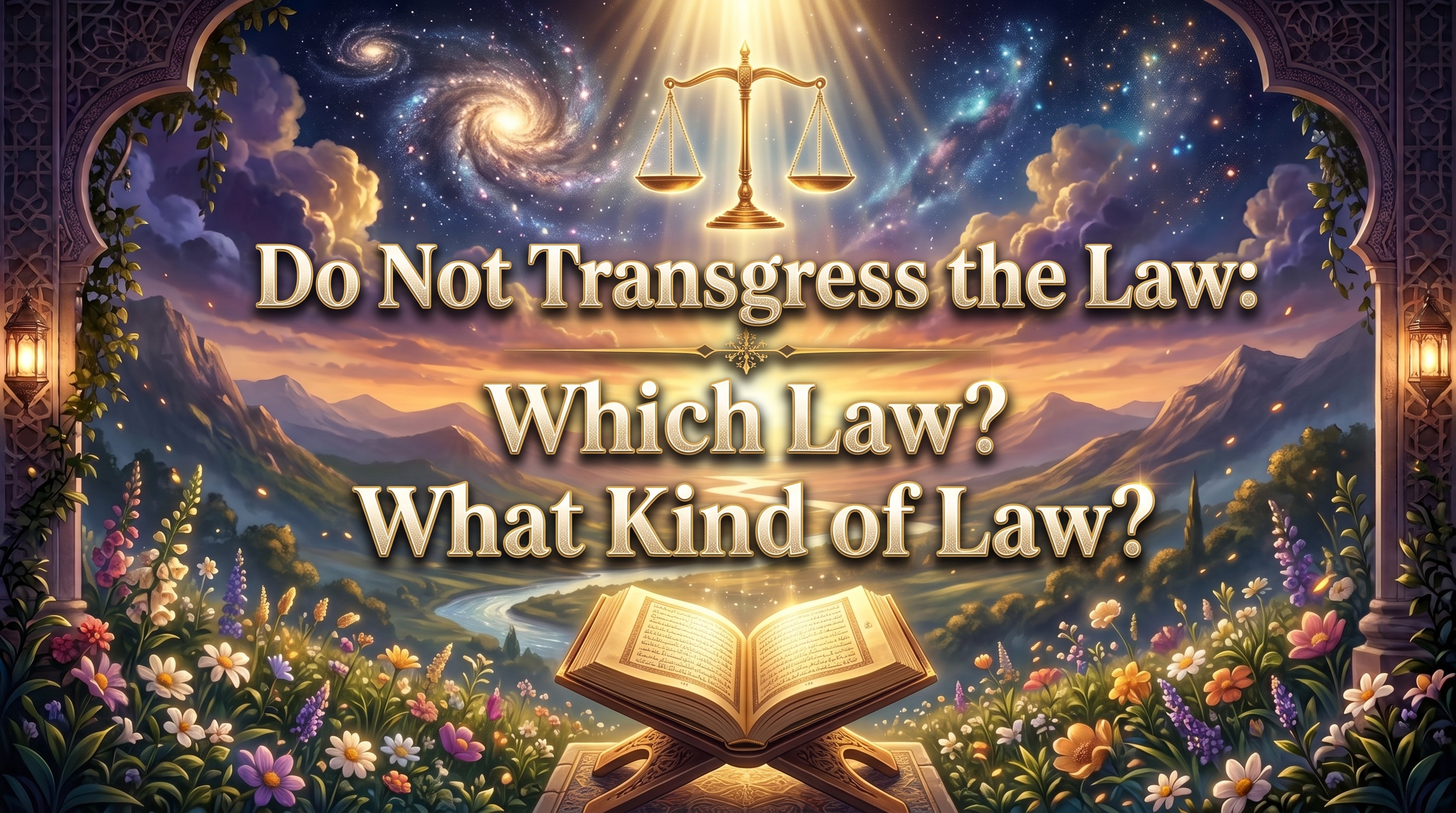 Cover image representing divine law, mizan, justice, balance, and humanity's responsibility to uphold GOD's established order